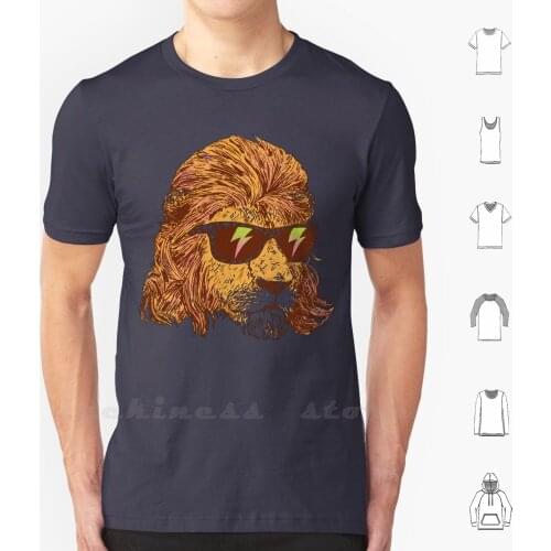 King Of The '80s T Shirt Custom Design Print Lion 80s Mullet Hair Mane King Retro Throwback Vintage Cool Awesome Rad