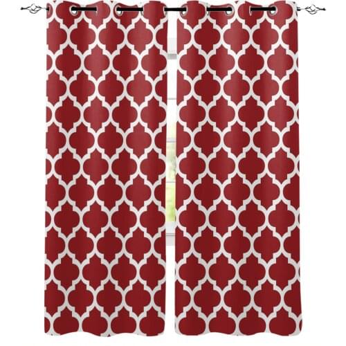Geometric White Red Blackout Curtains for Children Kids Home Decor Bedroom Living Room High Shading Window Curtains