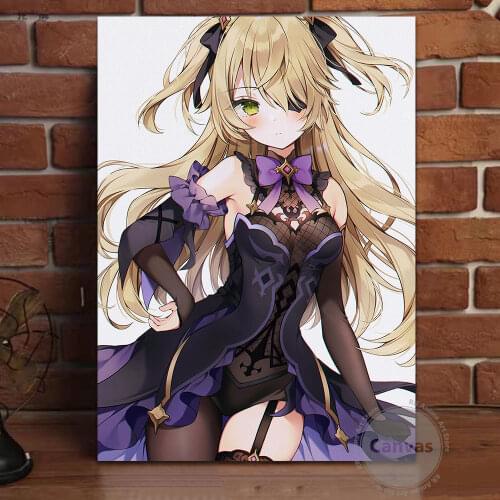 Canvas Anime Fischl Genshin Impact Pictures Home Decoration Paintings Poster HD Prints Wall Art Modular Living Room
