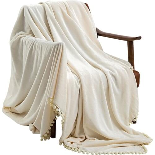 Crystal Bedding Blanket Home Super Soft Blanket Velvet Warm Blanket Throw Sheet with Tassel Pompom Balls Sofa Baby Blanket D30