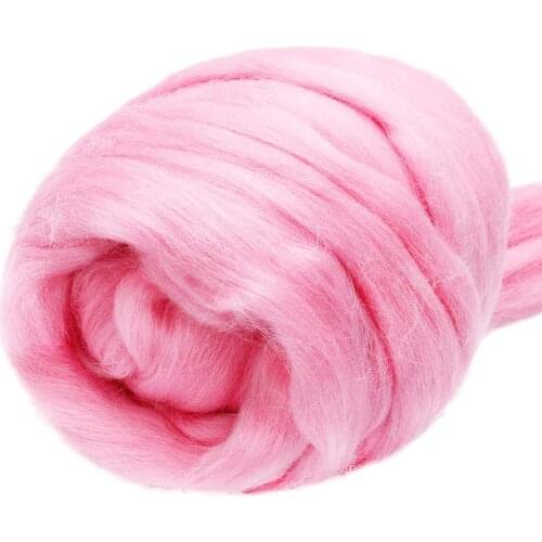 Imzay 3.53oz Wool Roving Yarn, 100% Pure Wool, Chunky Yarn, Spinning Wool Roving for Needle Felting Wet Felting DIY（pink
