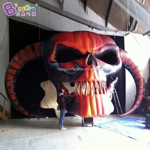 Factory Direct Sale Halloween Inflatable Skull Head / Air-blown Head Skeleton Balloon with LIghts