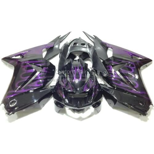 Injection mold Fairing kit for Kawasaki ninja 250r 2008-2014 EX250 08 09 10 11 12 13 14 purple flames black fairings sets BL39