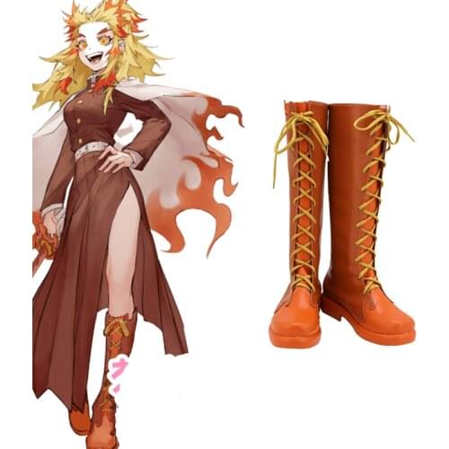 Demon Slayer :Kimetsu no Yaiba Rengoku Kyoujurou Boots Cosplay Anime Shoes