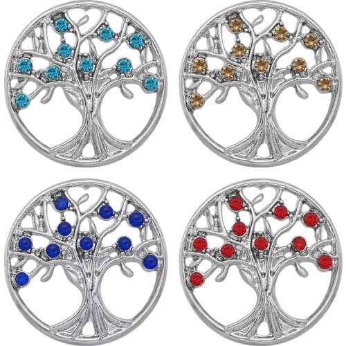 KZ1454 Fashion colorful rhinestone Hollow Life tree 20mm snap buttons for 18mm snap bracelet snap jewelry wholesale
