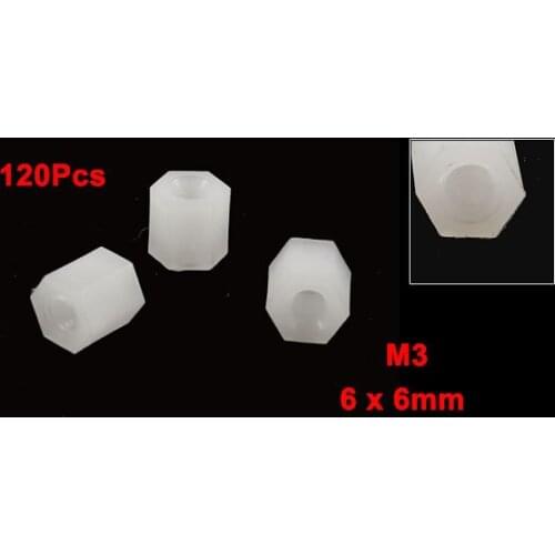 M3*6mm Nylon Standoff Hexagon Nut Hexagonal Threaded Spacer Hex PCB Board Support Isolated Column Discount x 120 Pcs / Lot