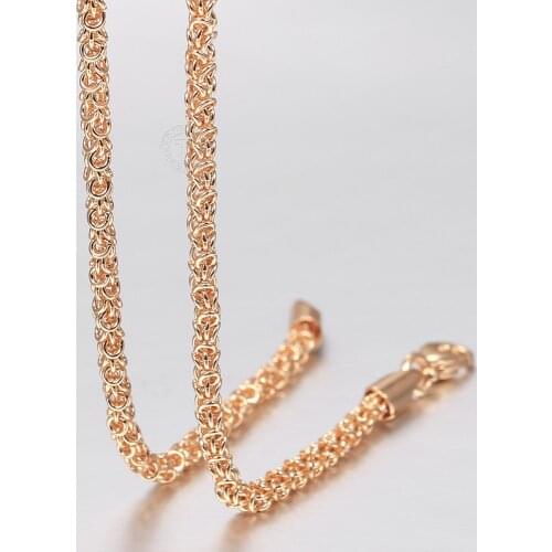 Fashion 585 Rose Gold Necklace For Women Girls Chain Necklace Popcorn Weaving Link Chain Elegant Jewelry Wholesale DCN45