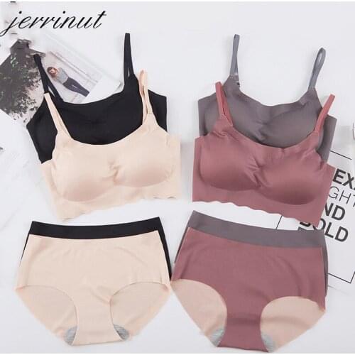 Jerrinut Push Up Bra Women Wireless Bralette Sexy Lingerie Set Seamless Nylon Lingerie Set Comfortable Thin Underwear Set