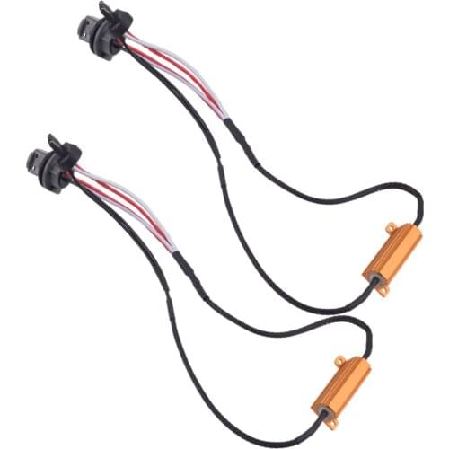 New 2pcs/Set 6-Ohm 7441 7443 7444 T20 LED Hyper Flash Error Free Fix Decoder Wiring Harness for Turn Signal Light