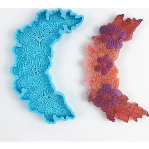 2021 New DIY Moon Flower Shaped Coaster Epoxy Resin Mold Cup Mat Casting Silicone Mould