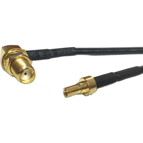 New SMA Female Jack nut Right Angle To CRC9 Straight Male Plug RG174 Cable Wire 20CM 8"