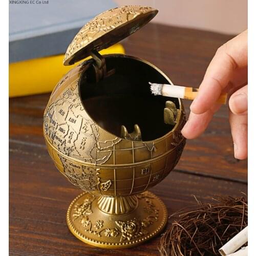 European home ashtray creative retro metal with lid ashtray multi-function office living room ashtray smoking accessories