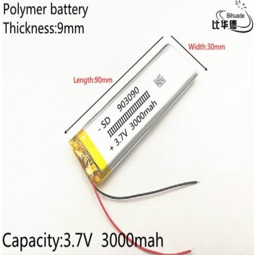Polymer 3000 mah 3.7V 903090 smart home speakers Li-ion battery for dvr GPS mp3 mp4