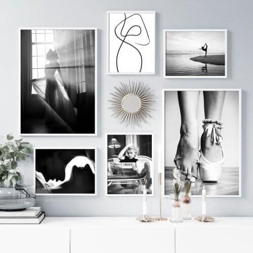 Window Woman Line Ballet Girl Foot Nordic Vintage Posters And Prints Wall Art Canvas Painting Wall Picture For Living Room Decor