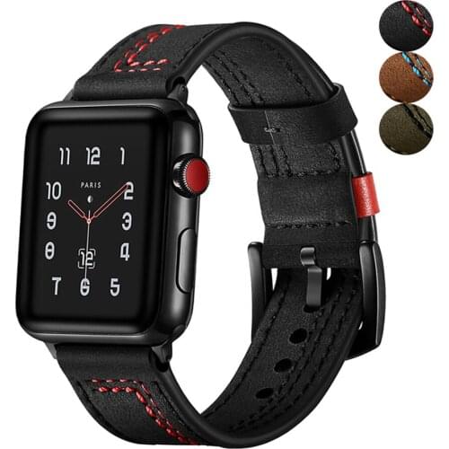 Genuine Leather strap for Apple watch band 44mm 40mm iWatch 42/38mm smart watchband belt bracelet applewatch series 6 5 4 3 se