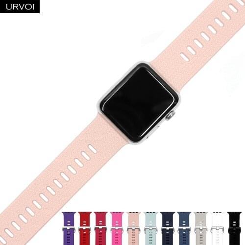 URVOI band for Apple Watch series 6 5 4 3 2 1SE silicone strap for iWatch pin buckle wrist for iWatch breathable replacement