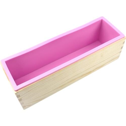 DIY Handmade Toast Bread Mold with Wood Box Rectangular Bread Pan Silicone Soap Moulds Bakeware for Home Kitchen