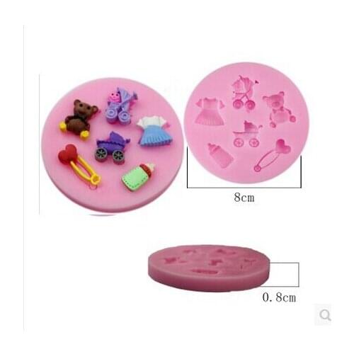 Silicone fondant cake mold stroller toy bear biscuit baking chocolate mold jelly mold NO.:si297