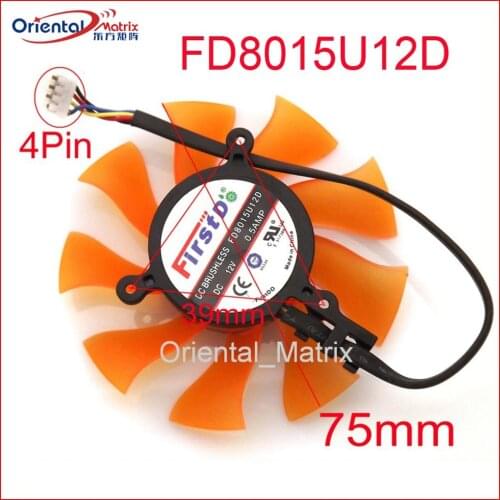Free Shipping FD8015U12D 12V 0.5A 75mm VGA Fan For ZOTAC GTX460SE GTX560TI Graphics Video Card Fan 4Pin