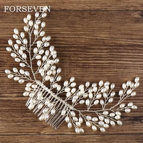Pearl Bridal Hair Comb Wedding Hair Accessories Women Pearl Hair Combs Head Jewelry Bride Pearl Headbands Headdress