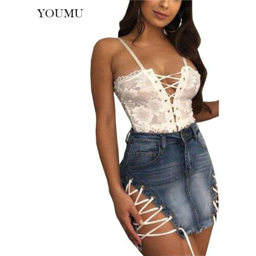 Womens Ripped Denim Skirt Drawstring High Waist Slim Short Summer Sexy 224-150