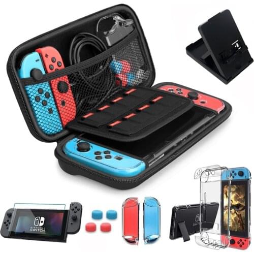 Hard Portable Travel Carry Case Shell Pouch for Nintendo Switch Console Accessories with Switch Screen Protector Thumb Grips Cap