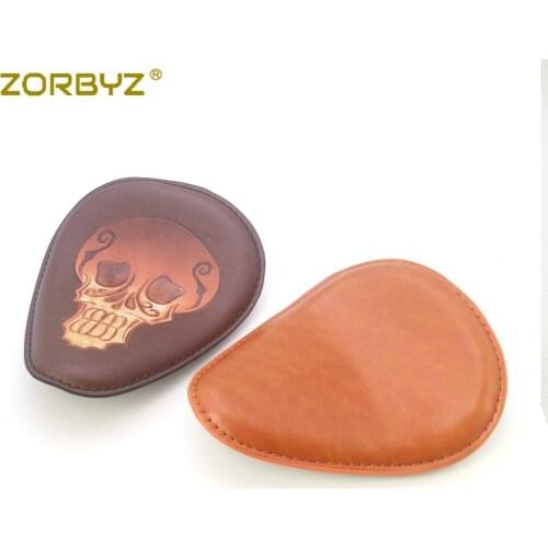 ZORBYZ Brown Skull/Orange Seat Artificial Leather Solo Drive Seat Spring Bracket For Suzuki Harley Honda Suzuki Kawasaki
