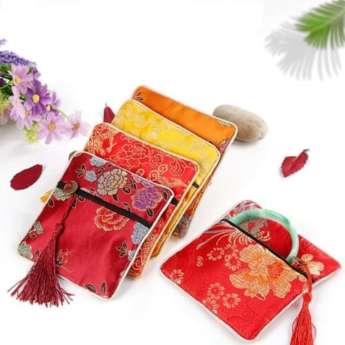 12pcs Jewelry Silk Purse Pouch Small Jewellery Gift Bag Chinese Brocade Embroidered Coin Organizers Pocket for Women Girls