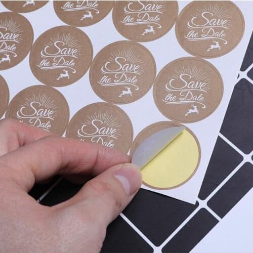 1200pcs/lot Cute Round Save The Date design Sealing Stickers Kraft Paper Cake Packaging Adhesive Gift Stationery Labe