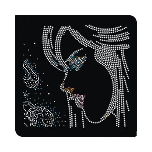 2pc/lot Beauty Girl iron on rhinestone appliques motif iron on rhinestone motifs hot fix rhinestone transfer motifs