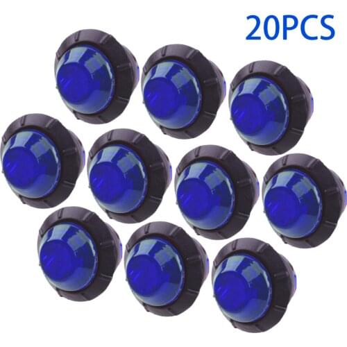 20pcs Blue 3/4" Round 3 LED Side Bullet Marker Lights Waterproof IP67 12V Fit for Truck Trailer Bus Caravans RVs Utes UTVs Boat
