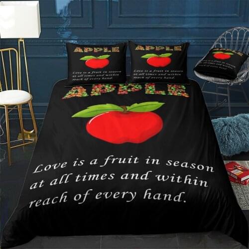 Apple Quilt Cover Pillowcase 3Piece Comforter Bedding Set With Pillow Case Single Double Duvet Cover Home Decora