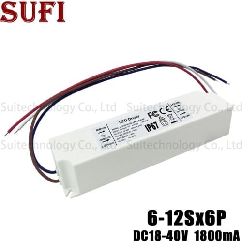 36W 42W 48W 54W 60W 72W Plastic Shell LED Driver Output DC18-40V 1800mA Power Supply Transformer Adapter For DIY LED Lamp