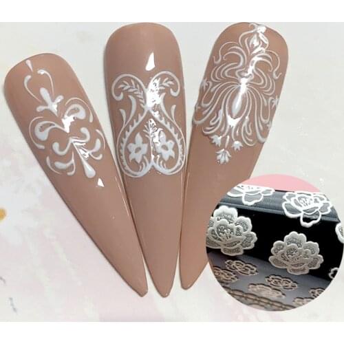 3D French White Pattern Stickers and Decals Stickers for Nails Art Decorative Stickers Nail Design Nail Styling Accessories
