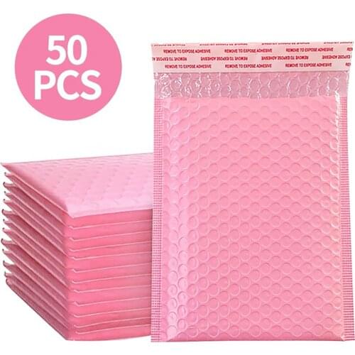 50Pcs/set Pink And White Bubble Mailer Bags For Packaging Envelope Packaging Shipping Envelopes Packaging Bags For Business