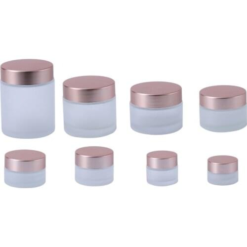 5G~100G Glass Face Cream Jar Matte Rose Gold Frosted Makeup Packaging Skin Care Cosmetic Container Cream Jars 15pcs/lot