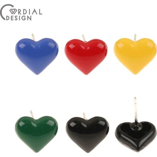 Cordial Design 100Pcs 11*12MM Jewelry Accessories/Paint Effect/Heart Shape/Earrings Stud/Hand Made/Jewelry Findings & Components