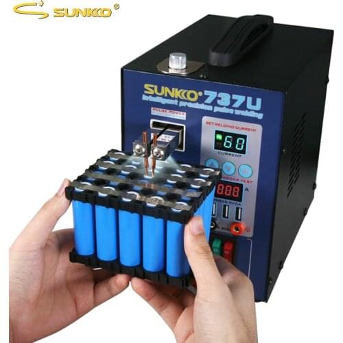 SUNKKO 737U Spot Welding Machine 2.8kw Double Pulse Battery Spot Welder Lithium Testing USB Charging for 18650 Battery Pack Weld