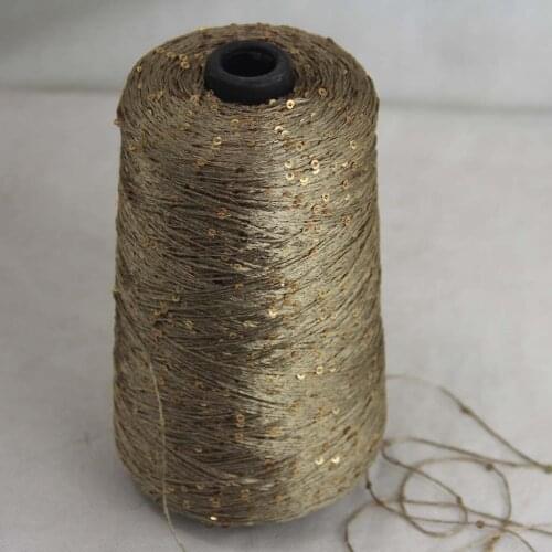 About Sale Sales pitch 5cm diameter 3mm 500g sequins hand-knitted crochet handmade Yarn 920_03 Khaki Gold