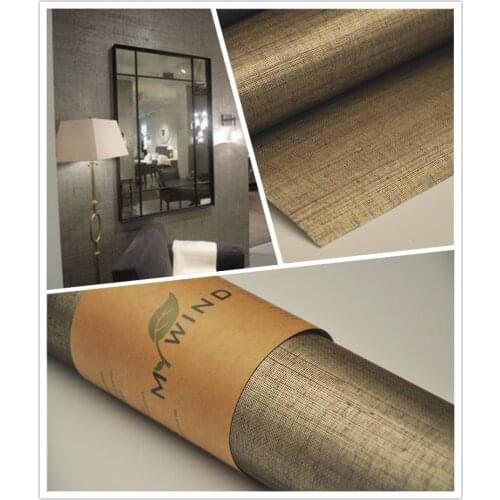 Big sale hand-made silver metallic grey sisal wallpaper for living room hotel wallcovering 9 square meters