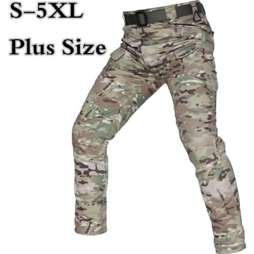 Water Repellent Plaid Camouflage Tactical Pants 5XL Combat Training Military Trousers Men Outdoor Sports Multi Pocket Cargo Pant