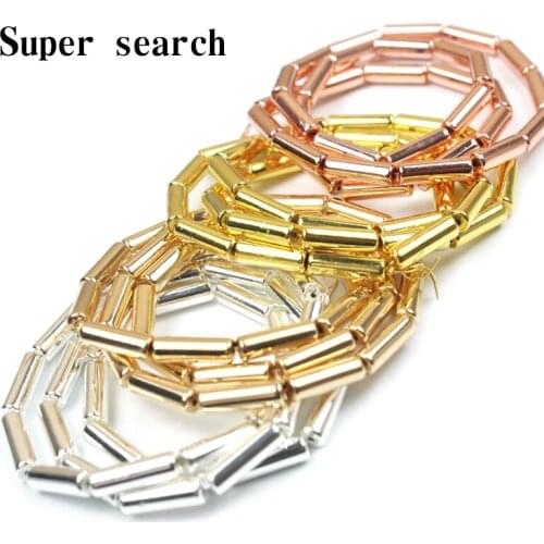 Long Tube Silver Hematite beads 13x4mm Round Cylinder Spacer Loose beads for Jewelry Pendant Bracelet Making DIY Findings