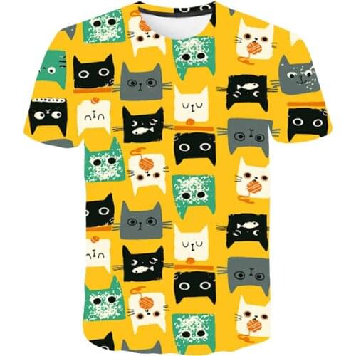 3d t shirt for boys T-Shirts For Girls Print Cartoon Cat Kids shirt Summer Teen Short Sleeve T-Shirt for baby anime Clothes cat