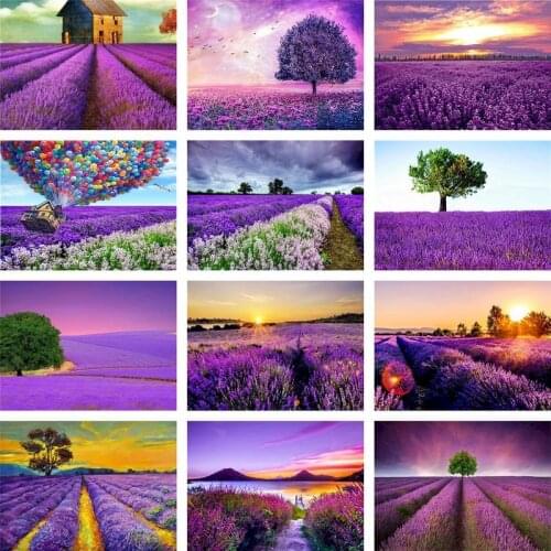 GATYZTORY Painting By Numbers DIY Lavender Landscape Room Wall Art Framed Oil Paint For Adults Home Decoration 60x75cm
