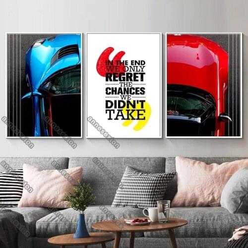Modern Style Canvas Painting Poster and Print Bright Color Picture Parts of Red and Blue Cars Quotas for Home Rooms Wall Decorat