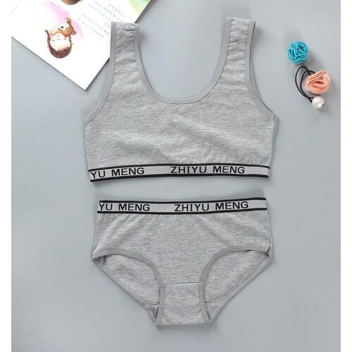 Girls Puberty Bra Set Childrens Underwear Without Steel Ring Training Bras for Teenagers Cotton Sport Underwear Set sport bra