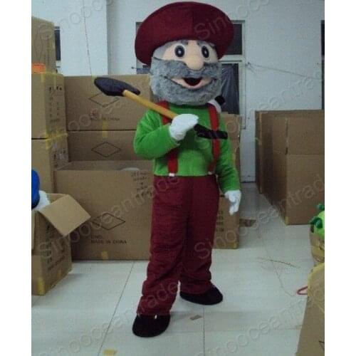 Gold Miner Vegas Cartoon Adult Size Mascot Costume Fancy Dress Animal mascot costume free shipping
