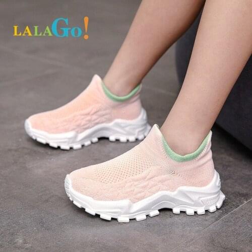 Mesh Breathable Girls Shoes Lace Up Velcro Sneakers Girl Badge Childrens Sport Casual Sneaker Slip Resistance Kids Teens Shoes