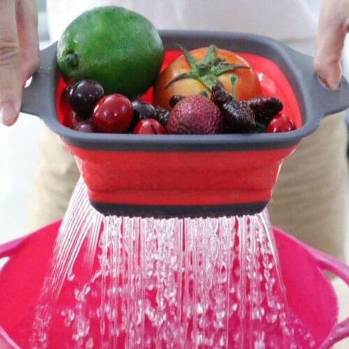 Kitchen Accessories Gadgets Foldable Fruit Vegetable Washing Basket Strainer Portable Collapsible Drainer Kitchen Tools Goods