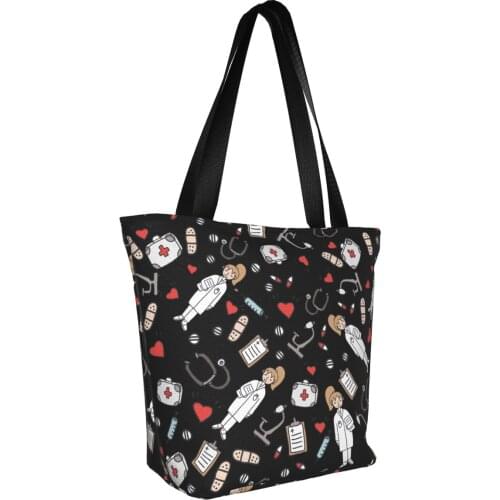 Summer Cartoon Nurse Pattern Bolsa Feminina Shoulder Canvas Bags Large Capacity Wild Messenger Bag Cute Fun Shopper Handbag